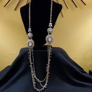 Ann Taylor Pink Rhinestone Bead Necklace #709